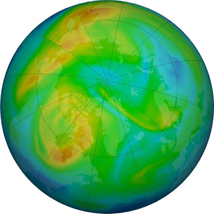 Arctic ozone map for 07 December 2022